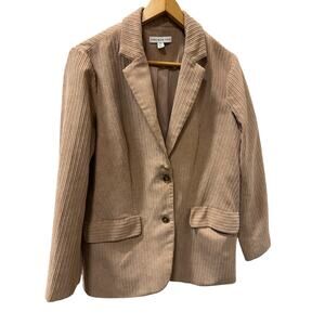 AND NOW THIS Ribbed Knit Blazer Jacket Tan Stretch Workwear Women’s M